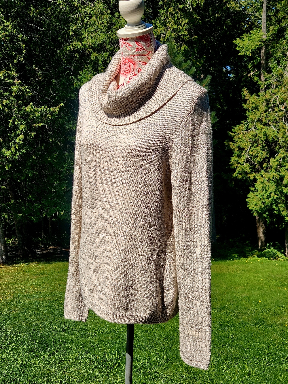 White House Black Market Cream Cowl Neck Sweater